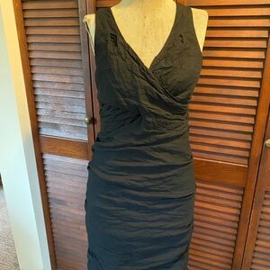 Eileen Fisher Italian Fabric Sleeveless Black Midi Dress Size 6